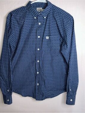 Cinch Boys Blue Geometric Button-Down Shirt